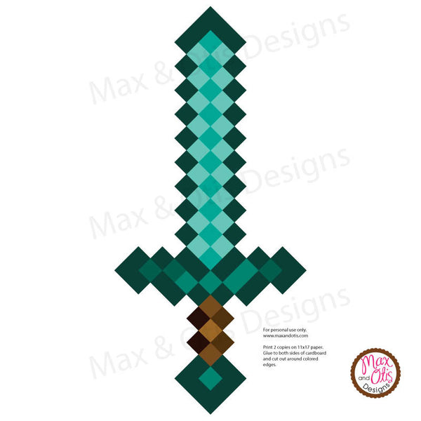 Minecraft Diamond Sword Printable - Max & Otis Designs