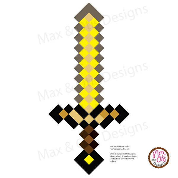 Minecraft Gold Sword Printable - Max & Otis Designs