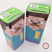 Printable Juice Box Wrappers - Minecraft Steve - Max & Otis Designs