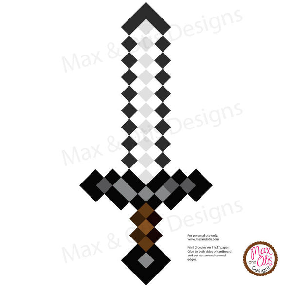 Minecraft Iron Sword Printable - Max & Otis Designs
