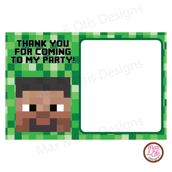 Printable Thank You Card - Minecraft Steve (editable PDF) - Max & Otis Designs