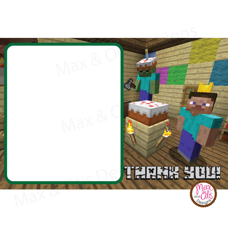 Printable Thank You Card - Minecraft Birthday (editable PDF) – Max & Otis Designs printable-thank-you-card-minecraft-birthday-editable-pdf-max-otis-designs