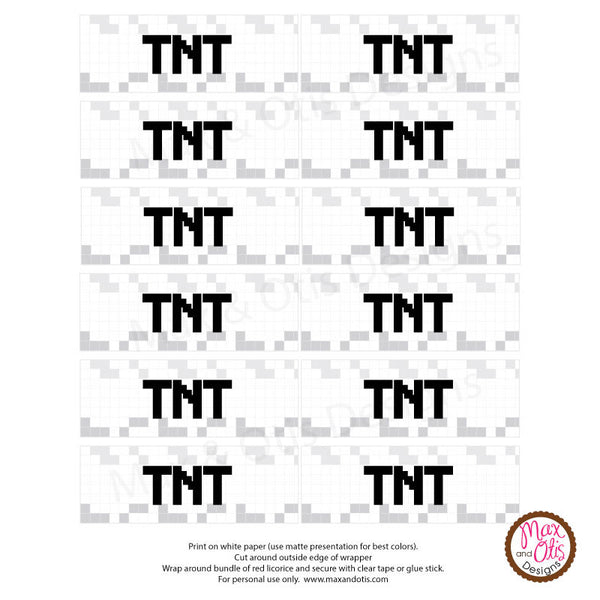 Minecraft TNT Licorice Wrappers - Max & Otis Designs