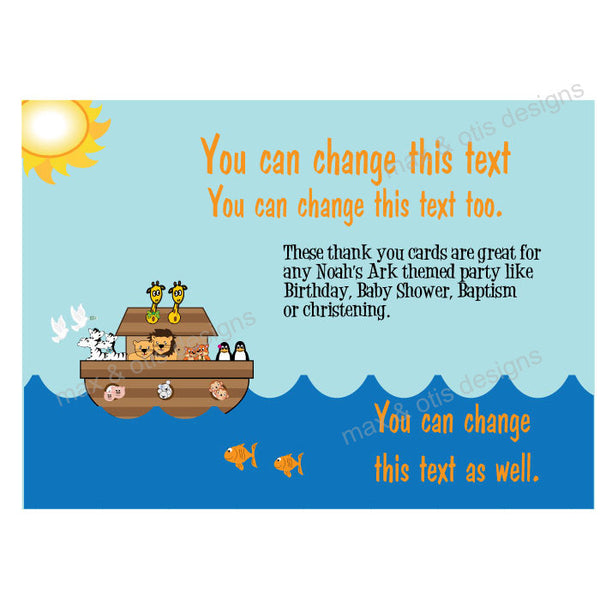 Printable Thank You Card - Noah's Ark  (editable PDF) - Max & Otis Designs