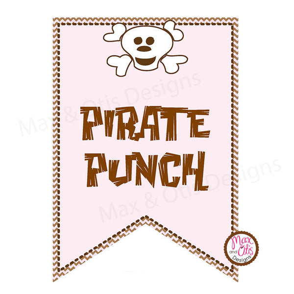Pirate (Pink) Printable Alphabet Banner - Editable PDF - Max & Otis Designs