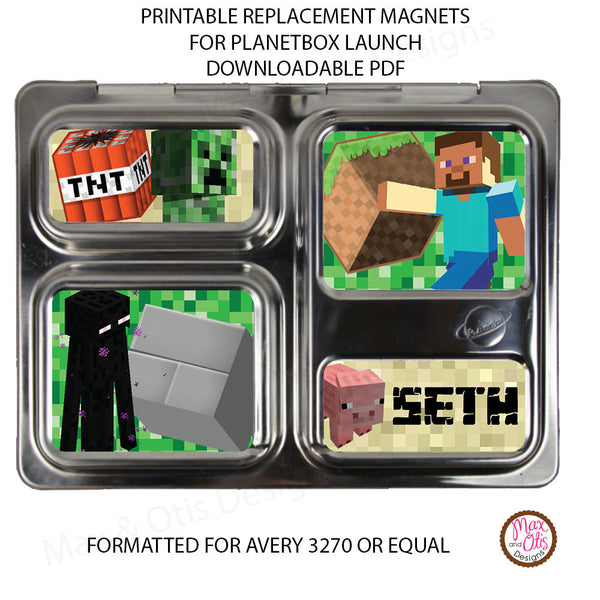 PlanetBox Launch Personalized Magnets Minecraft PDF) – Max & Otis