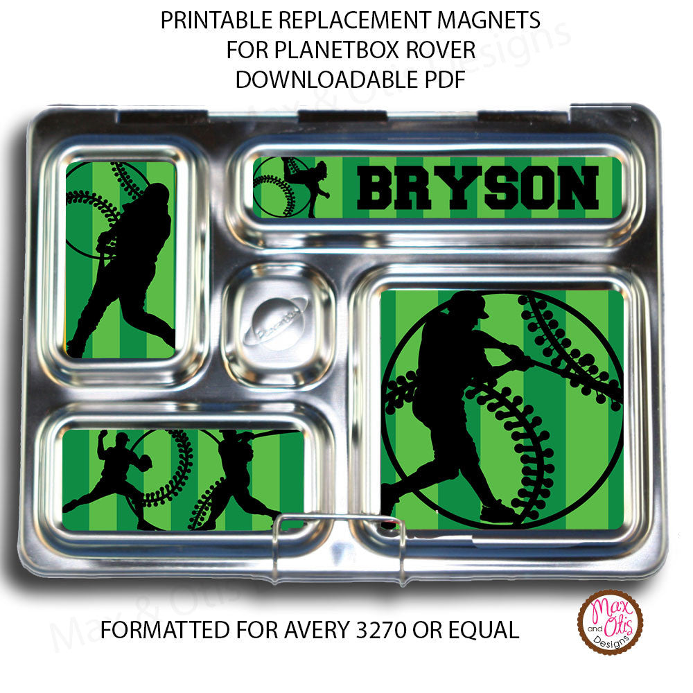 PlanetBox Rover Personalized Magnets - Baseball (Editable PDF) – Max ...