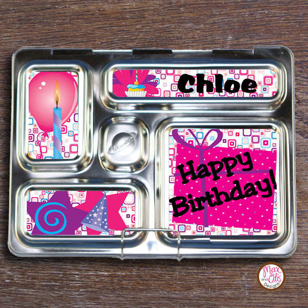 PlanetBox Rover Personalized Magnets - Happy Birthday (Pink) - Max & Otis Designs