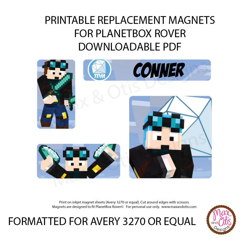 PlanetBox Rover Personalized Magnets - Minecraft Dan TDM (Editable PDF ...