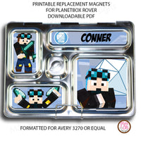 PlanetBox Rover Personalized Magnets - Minecraft Dan TDM - Max & Otis Designs