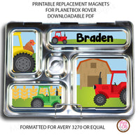 PlanetBox Rover Personalized Magnets - Tractors - Max & Otis Designs