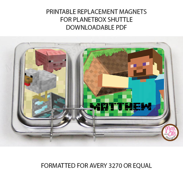 PlanetBox Shuttle Personalized Magnets - Minecraft - Max & Otis Designs