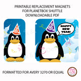 PlanetBox Shuttle Personalized Magnets - New Year Penguins - Max & Otis Designs