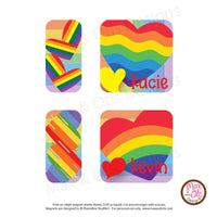 PlanetBox Shuttle Personalized Magnets - Rainbow Hearts (Editable PDF)