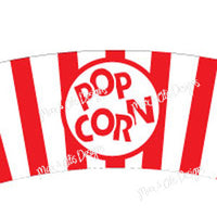 Printable Cupcake Wrappers - Popcorn Bucket (Assorted Colors) - Max & Otis Designs