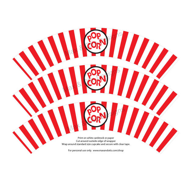 Popcorn Cupcake Wrappers Printable Free