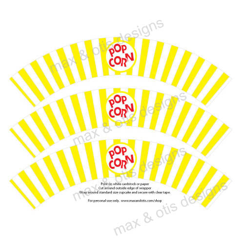 Popcorn Cupcake Wrappers Printable Free