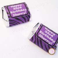 Printable Hershey Nuggets Stickers - Purple Zebra Stripe - Max & Otis Designs