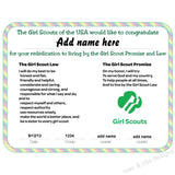 Girl Scout Re-dedication Printable Certificate (editable PDF) - Max & Otis Designs
