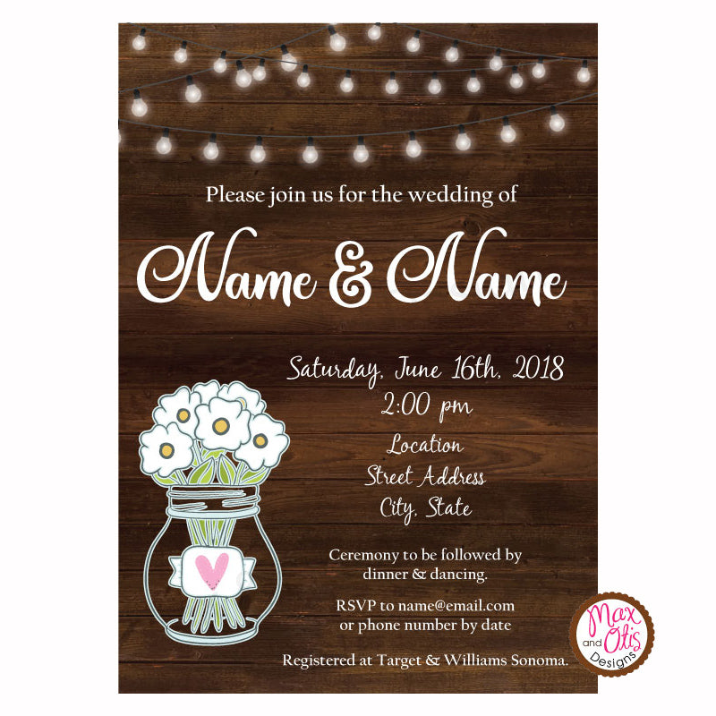 Rustic Party - Custom Invitation Printable – Max & Otis Designs