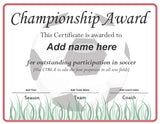 Soccer Championship Award (Editable PDF) - Max & Otis Designs