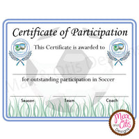 Soccer Certificate of Participation (Editable PDF) - Max & Otis Designs
