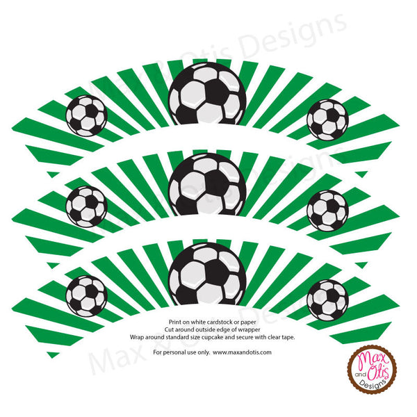 Printable Cupcake Wrappers - Soccer - Max & Otis Designs