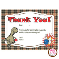 Printable Thank You Card - Dinosaur Bowling  (editable PDF) - Max & Otis Designs