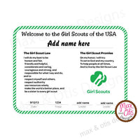 Girl Scout Welcome to Girl Scouts Printable Certificate (editable PDF) - Max & Otis Designs