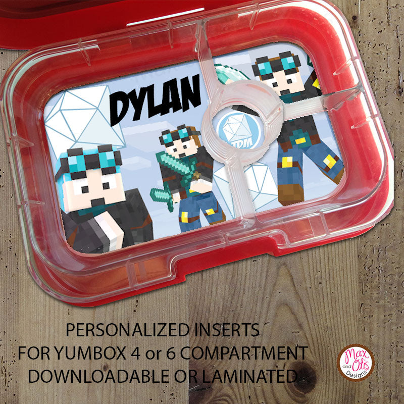Yumbox Personalized Laminated Inserts - Minecraft Dan TDM – Max &amp; Otis ...