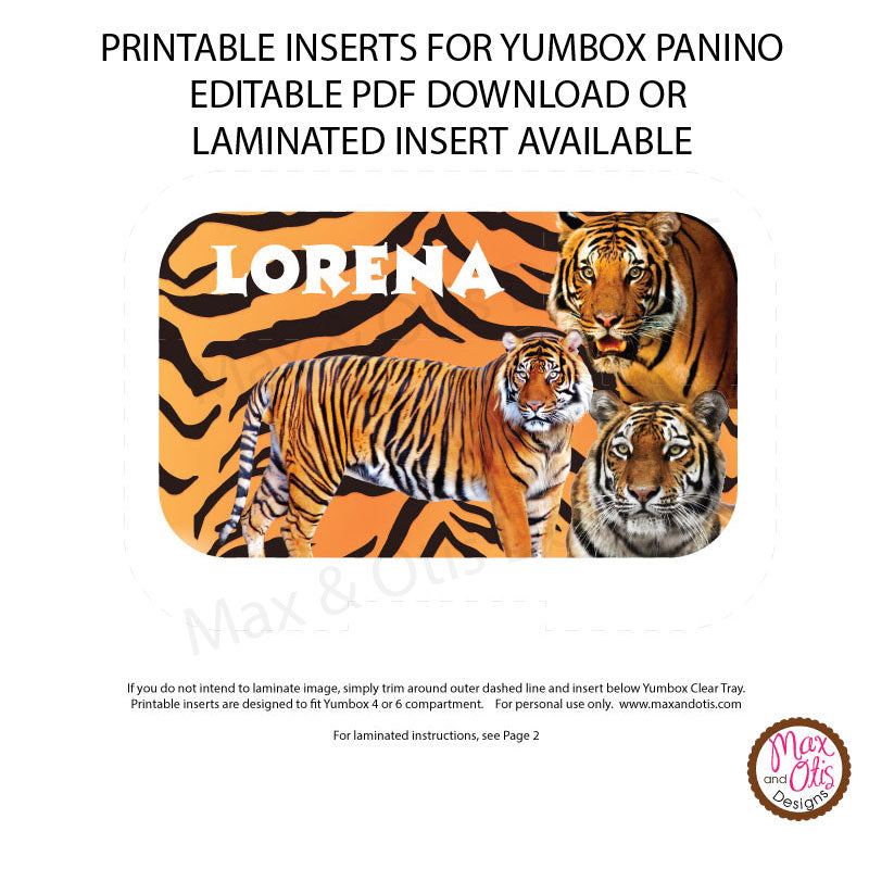 Yumbox Personalized Laminated Inserts - Tigers – Max & Otis Designs