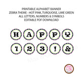 Zebra Printable Alphabet Banner - Editable PDF - Max & Otis Designs